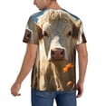 thumbnail image 2 of Zufioo Daisy Meadow Cow Print Men's Baseball Short Sleeve, Moisture Wicking Button-Down Hip Hop Tee-X-Large, 2 of 7