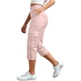 thumbnail image 5 of Soyumi Capri Pants for Women High Waisted Cargo Pants Lightweight Summer Capris Casual Hiking Cropped Trousers with Pockets, Pink, 5 of 5