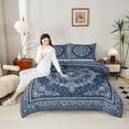 thumbnail image 4 of Manfei Boho Exotic Style Bedding Comforter Set,Retro Victorian Floral Twin Comforter Sets,White Blue Bedding Set For Adults,Microfiber Bedroom Decor Reversible,2pcs, 4 of 8