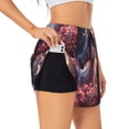 thumbnail image 3 of Lsque Flower White Horse Printed Women's Running Shorts with Liner Pockets,Elastic Quick Dry Workout Athletic Gym Yoga Shorts,Womens High Waist Shorts-X-Large, 3 of 9