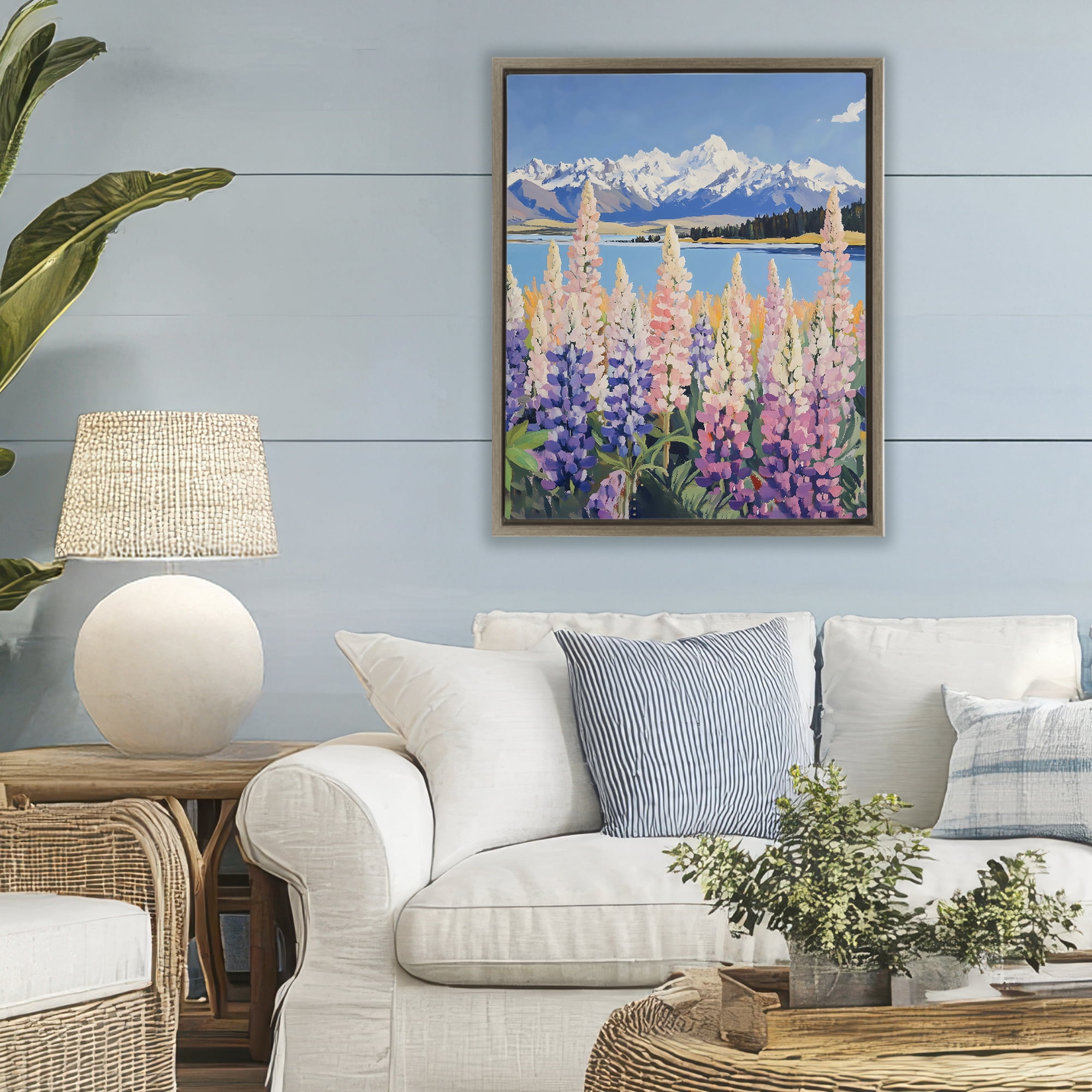 Stupell Industries Mountains & Wildflowers by Lake Brown Framed Floater Canvas Wall Art, design by The Prints Vibe