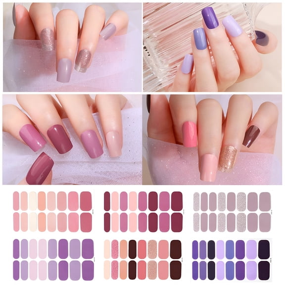 RAGUPEL 16 Strips Semi Cured Gel Nail Stickers Nail Lamp Required Gel Nail Polish Wraps Nail Art Decals for Women Girls Beauty Personal Care