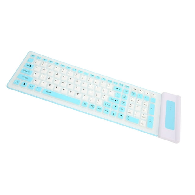 Soft Silicone Keyboard, 2.4G Cordless 107 Keys Waterproof Oilproof Folding Keyboard, Bright Color Ergonomic Design Keyboard, Fully Silent Using