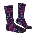 thumbnail image 2 of Goofa Purple Butterfly Printed Men's Crew Socks, Soft Durable Breathable Moisture-Wicking with Odor Control Cotton socks, 2 of 9