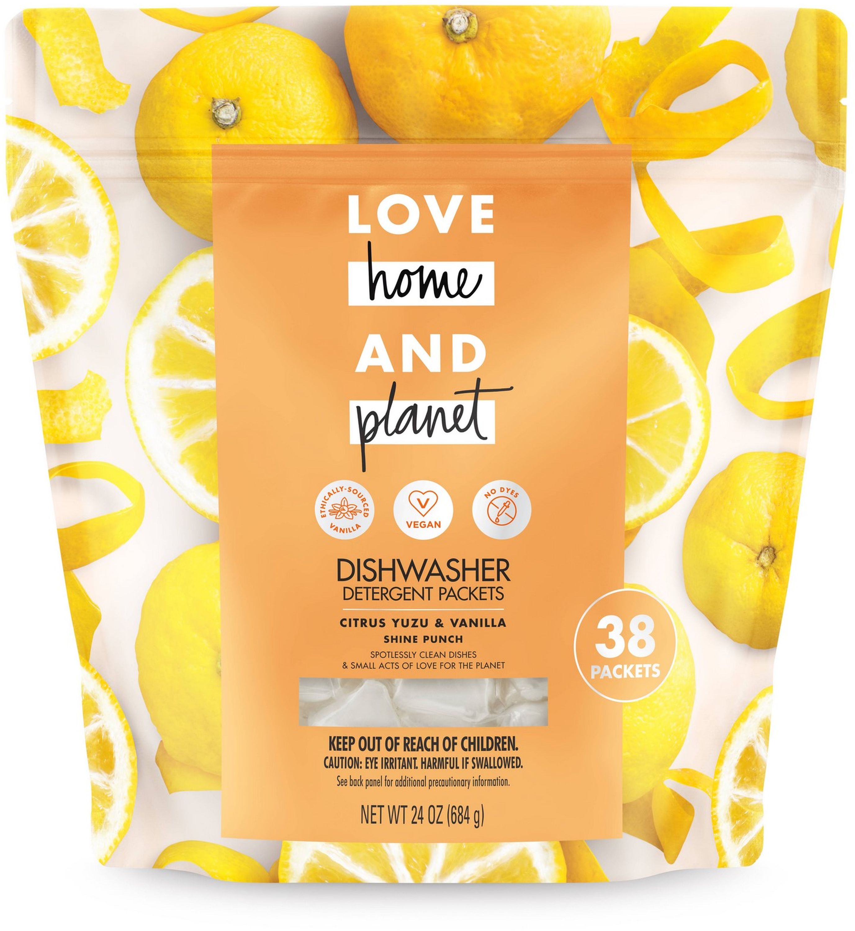 Love Home and Dishwasher Detergent Packets Citrus Yuzu & Vanilla