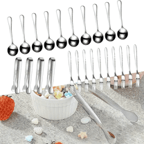 24-Piece Stainless Steel Charcuterie Utensil Set, Mini Serving Spoons & Forks for Elegant Appetizer Displays