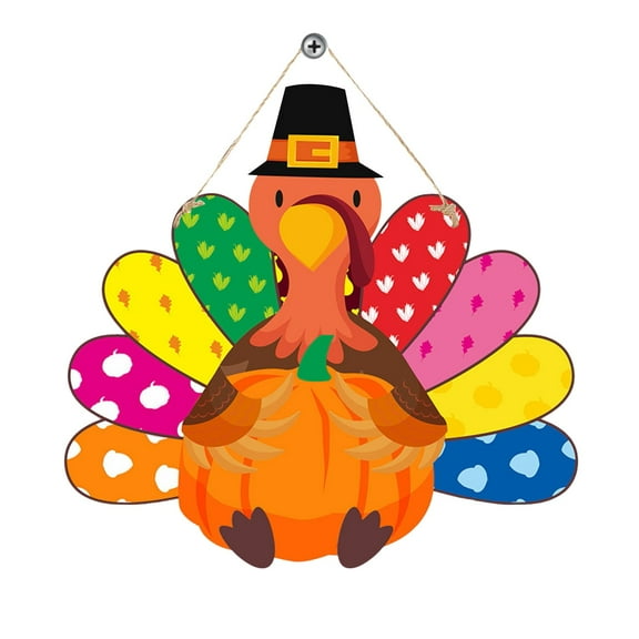 B Thanksgiving Turkey Decoration, Autumn Welcome Porch Sign With Rope Hanger, Cute Design For Fall Door Decor, Indoor Hanging And Holiday Parties