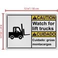 thumbnail image 2 of Weatherproof Horizontal ANSI Forklift Sign (Watch for lift trucks - Cuidado: grúas montacargas) 8 in" x 12 in" UV Resistant Indoor Outdoor Workplace Insdustrial Caution Danger Warning SIgn, 2 of 7