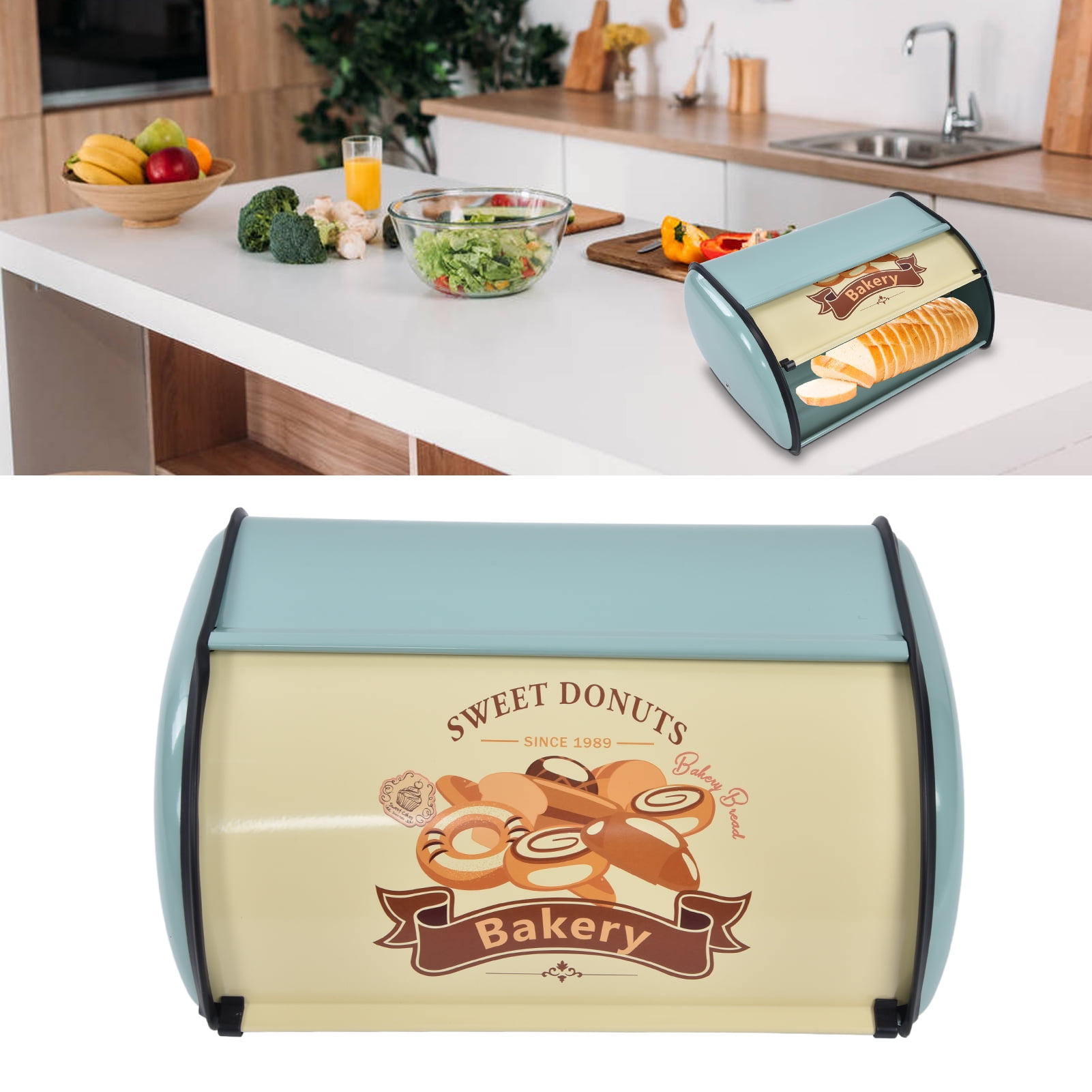 LHCER Metal Bread Box for Kitchen Countertop Large Capacity Bread Bin