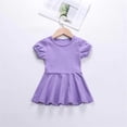 thumbnail image 2 of Rggeeun Girls Summer Dresses Casual Dress For Baby Toddler Girls Solid Color Elastic Waist Outdoor Play Dress Versatile O-Neck Sundress, 2 of 2