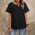 thumbnail image 2 of Camisas de Manga Corta para las Mujeres Casual, Moda Cuello Redondo Color Sólido, Blusas de Verano para las Mujeres, 2 of 9