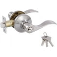 thumbnail image 1 of Door Levers Interior Keyed Difference Entry Front/Bedroom Wave Style Door Handles for Left and Right Opened Door with Lock and Keys Set in Satin Nickel, 1 of 6