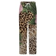thumbnail image 5 of Leopard Print Floral Plumage Winter Female Pants Flannel High Waist Women Pants Lady Warm Straight Leg Plush Trousers, 5 of 7