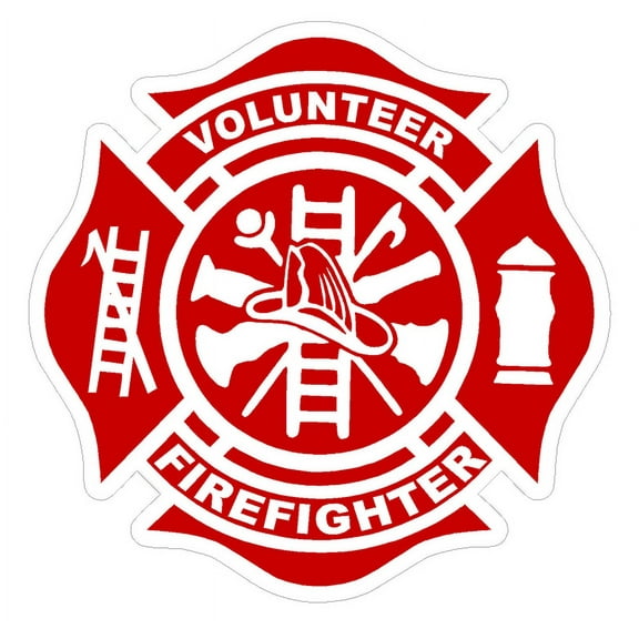 Volunteer Firefighter (T31) Maltese Cross 4" Vinyl Decal Sticker Car Window