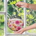 thumbnail image 6 of Cosmos Flowers Home Sweet Home Stained Glass Suncatcher UV Printed Glass Floral Garden Decor Round, 6 of 8