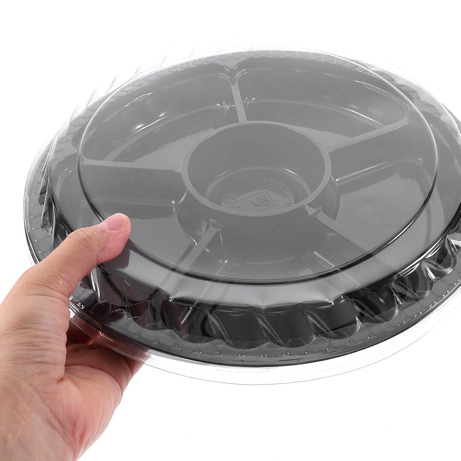 Sensethe 10pcs Plastic Appetizer Tray with Lids - 6 Sectional Catering Tray