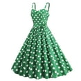 thumbnail image 3 of Women Vintage Polka Dot 1950S Rockabilly Halter Audrey Dress Retro Floral Evening Cocktail Swing Dress Green XL, 3 of 4