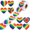 thumbnail image 1 of MYG 500pcs Gay Pride Stickers Rainbow Heart Shaped Labels LGBT Adhesive Stickers, 1 of 9