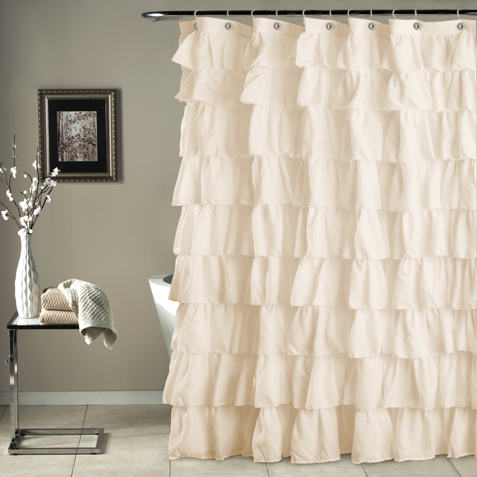 特別価格Lush Decor Nova Ruffle Shower Curtain, 72" x 72", Blush並行輸入