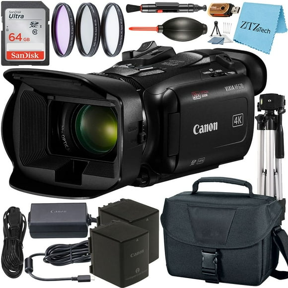 Canon Vixia HF G70 UHD 4K Caméscope avec SanDisk 64GB Carte Mémoire + Étui + Trépied + Filtre 3 Pièces + Pack d'Accessoires ZeeTech