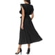 thumbnail image 3 of Vestido midi casual sin mangas con volantes para mujer Inspire Chic, cuello redondo, plisado, fluido, con cinturón, talla XL, negro, 3 of 6