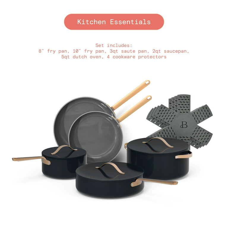 Beautiful 12pc Ceramic Non-Stick Cookware Set, Black Sesame