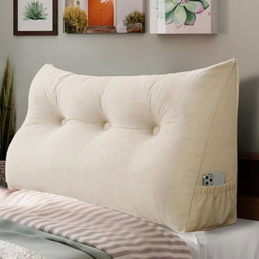 Large Triangular Headboard Wedge Bed Rest Reading Pillow Backrest Positioning Support Bolster Cushion with Removable Cover