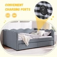 thumbnail image 3 of avobird Cozy Gingham Daybed with 2 Storage Drawers Queen Size Sofa Bed for Living Room, Sleeper Sofa with USB Port and Adorable Wave Shaped, Linen Fabric, Navy Blue, 3 of 8