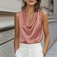 thumbnail image 6 of talentlend Women's Satin Silk Tank Top Cowl Neck Sleeveless Elegant Party Vest Shirts Spring Vacation Outfits, 6 of 7
