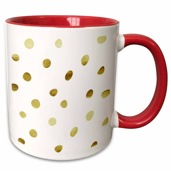 3drose, Picturing Chic Gold Dots, 15oz Two-tone Red Mug