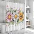 thumbnail image 6 of Colorful Daisy Floral Shower Curtain, Waterproof Shower Curtains for Bathroom, Spring Flowers Botanical Leaves Rustic Washable Fabric Bathtub Curtain Set Bath Decor with 12 Hooks Long 72"x84", 6 of 8