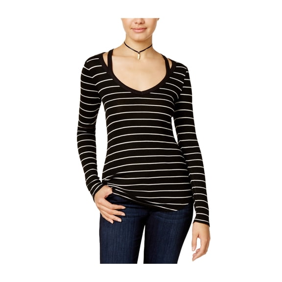 energie Womens Ribbed Basic T-Shirt, Black, Large