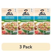 (3 pack) Quaker Lower Sugar Apple Cinnamon flavored Instant Oatmeal, 8.7 oz