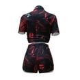 thumbnail image 5 of Liacowi Women 2 Piece Sexy Outfits Short Sleeve Crop Tops and High Waist Shorts Boho Casual Summer Short Sets Clubwear, 5 of 6
