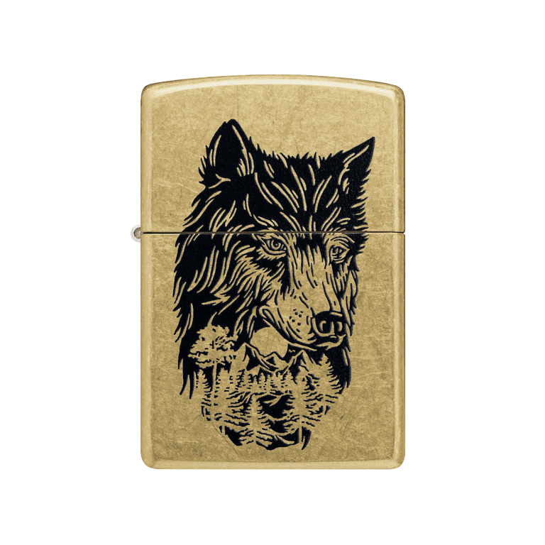 Zippo Pocket Lighter Nature Wolf Street Brass, 1 Pack - Walmart.com