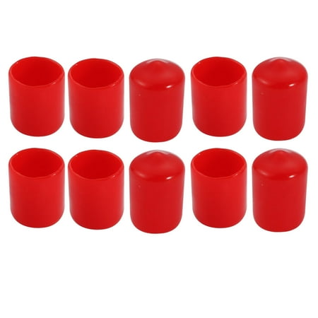 

10Pcs 14mm Inner Dia PVC Flexible Vinyl End Cap Screw Thread Protector Cover Red