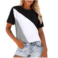 thumbnail image 1 of Pntutb mujeres tops verano o-cuello empalme casual camisetas camiseta blusa Pntutb Pntutb-165, 1 of 3