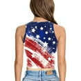 thumbnail image 2 of Biekopu Women Independence Day Tank Tops, Adults Slim-fit Star  Stripe Print Round Neck Crop Tops, 2 of 6