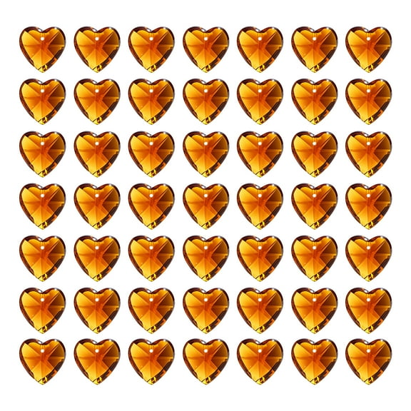 Uxcell K9 Crystal Heart Beads 1 Holes Pendants, 50 Pack 14mm Chandelier Prisms Parts Ornaments Hanging Beads for DIY Arts Crafts Decoration, Amber