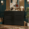 thumbnail image 2 of Aiho Modern 6-Drawer Dresser, Wooden Chest with Cut-Out Handles, Wide Double Black Drawers for Bedroom, Living Room, Entryway, 15.7" D x 47.3" W x 31.5" H, 2 of 12