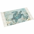thumbnail image 2 of Teal Turtle Coastal Large Area Rug 4x6ft Woven Runner Rug,Summer Beach Nautical Starfish Washable Living Room Bedroom Kitchen Bathroom Classroom Carpet with Tassels,Indoor Outdoor Throw Door Mat, 2 of 5