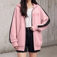 thumbnail image 2 of Sweatshirt for Women Crewneck Winter Fall Loose Fit Hooded Long Sleeve Cap Drop Shoulder Hoody Heart Print Zip-Up Polyester Hoodie Hoodies(Pink,XL), 2 of 4