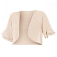 thumbnail image 4 of BODOAO Women's Cardigan Bolero Shrug Ruffle Short Sleeve Open Front Loose Sheer Jackets for Tops European and American New Ladies Chiffon Sleeve Short Sleeve Cardigan Beige L, 4 of 7
