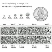 6736PCS Hotfix Rhinestones for Crafts, 5 Sizes, SS6-SS30, Crystal