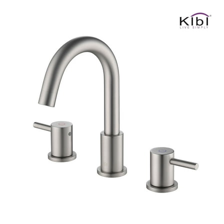 Kibi Circular Bathroom Sink 8" Widespread Faucet with Drain Assembly