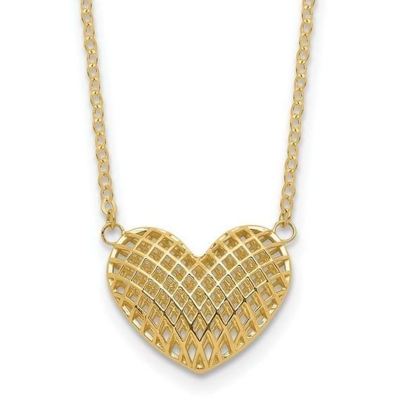 Auriga Fine Jewelry 10K Yellow Gold Hollow 3D Heart Necklace 18" for Women