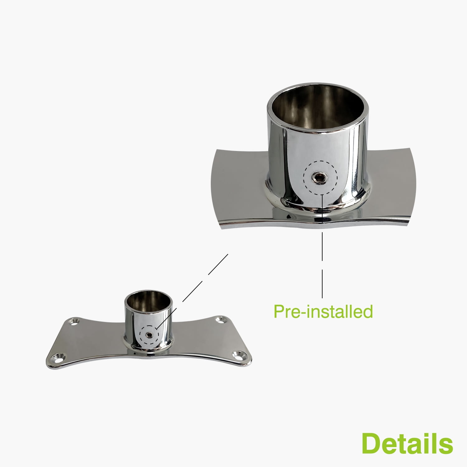 Naiture Jumbo Shower Curtain Rod Flanges, Zinc Alloy, Set of 2, Chrome Finish