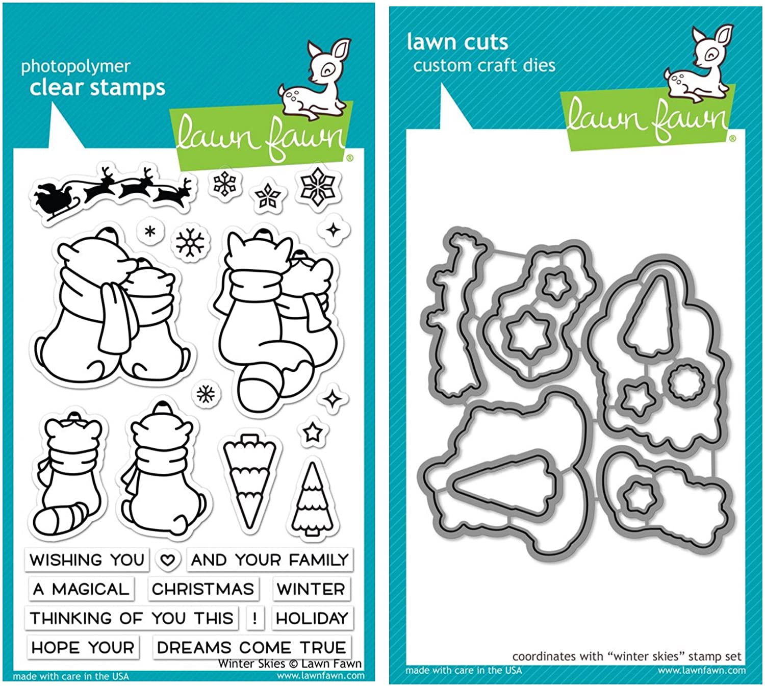 Lawn Fawn "WINTER SKIES" Clear Stamps Only OR Stamp and Die Bundle 