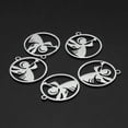thumbnail image 3 of 5pcs Non-Tarnish 201 Stainless Steel Pendants Laser Cut Ring with Angel Stainless Steel color 22x20x1mm Hole: 1.6mm, 3 of 3