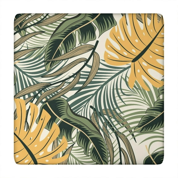 Backed Square Tablecloth with Vibrant Hawaiian Floral and Tropical Plant Prints, Waterproof Vinyl, Elastic Edge Fit, Durable and Easy to Clean for Patio and Camping